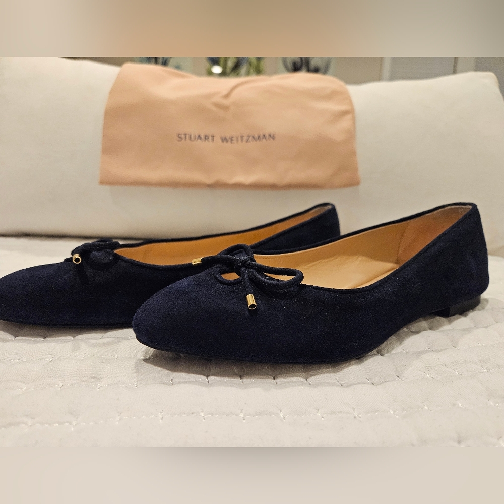 Stuart Weitzman Blue Suede Flats